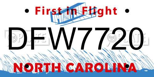 DFW7720 North Carolina License Plate