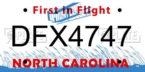 DFX4747 North Carolina License Plate
