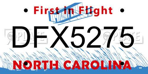 DFX5275 North Carolina License Plate