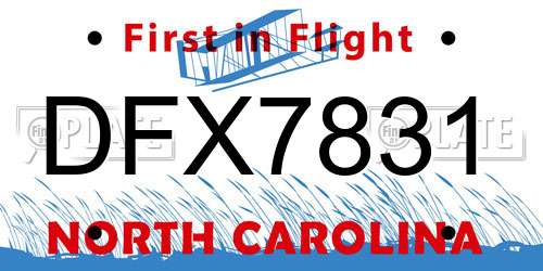 DFX7831 North Carolina License Plate