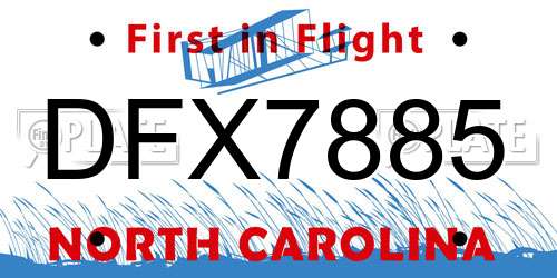 DFX7885 North Carolina License Plate
