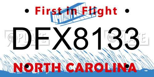 DFX8133 North Carolina License Plate