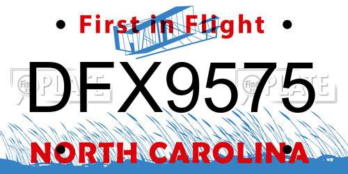 DFX9575 North Carolina License Plate