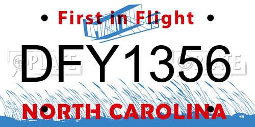 DFY1356 North Carolina License Plate