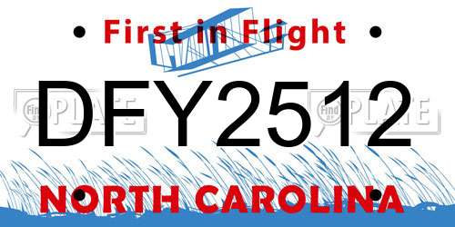 DFY2512 North Carolina License Plate