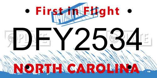 DFY2534 North Carolina License Plate