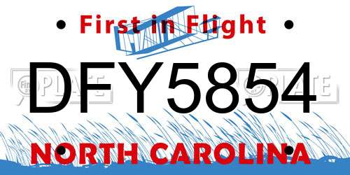 DFY5854 North Carolina License Plate