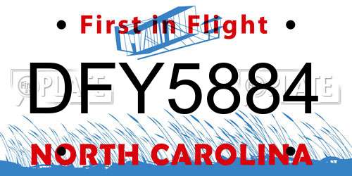 DFY5884 North Carolina License Plate