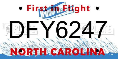 DFY6247 North Carolina License Plate