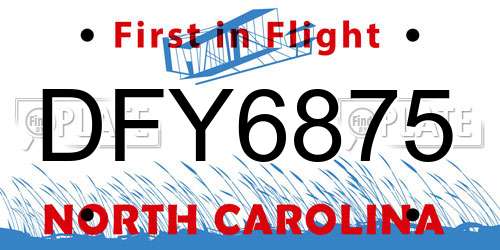 DFY6875 North Carolina License Plate