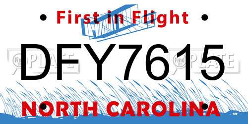 DFY7615 North Carolina License Plate