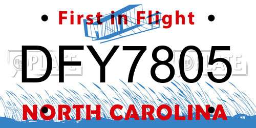 DFY7805 North Carolina License Plate
