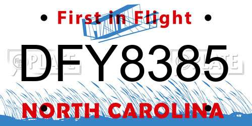 DFY8385 North Carolina License Plate