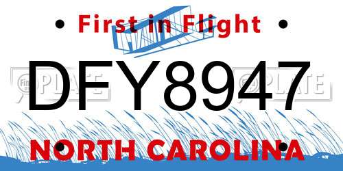 DFY8947 North Carolina License Plate