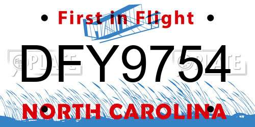 DFY9754 North Carolina License Plate