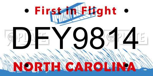 DFY9814 North Carolina License Plate