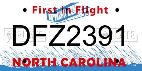DFZ2391 North Carolina License Plate