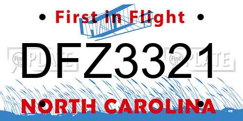 DFZ3321 North Carolina License Plate