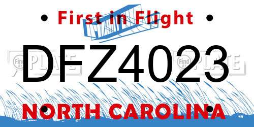 DFZ4023 North Carolina License Plate