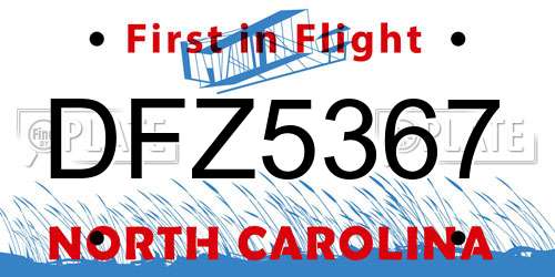 DFZ5367 North Carolina License Plate
