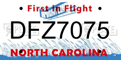 DFZ7075 North Carolina License Plate