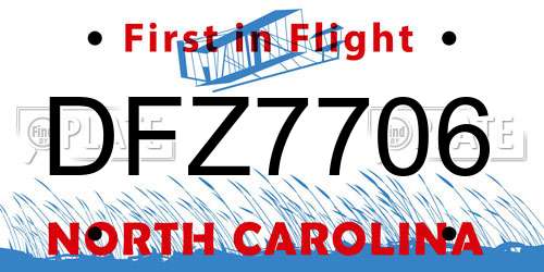 DFZ7706 North Carolina License Plate