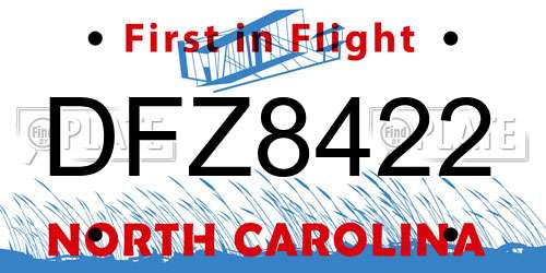 DFZ8422 North Carolina License Plate