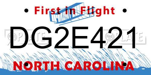 DG2E421 North Carolina License Plate