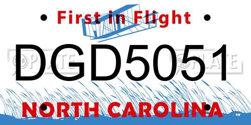 DGD5051 North Carolina License Plate