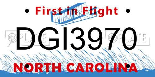 DGI3970 North Carolina License Plate