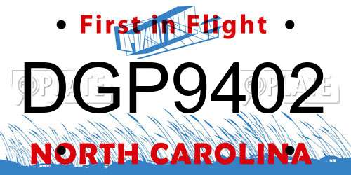 DGP9402 North Carolina License Plate