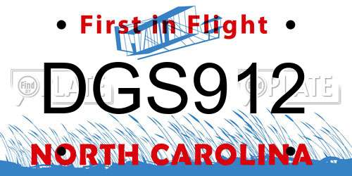 DGS912 North Carolina License Plate