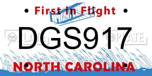 DGS917 North Carolina License Plate