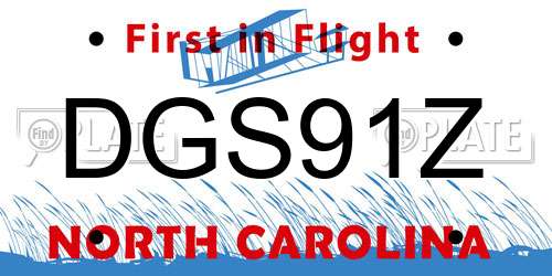 DGS91Z North Carolina License Plate