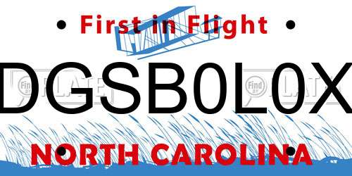 DGSB0L0X North Carolina License Plate