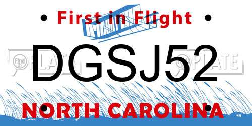 DGSJ52 North Carolina License Plate