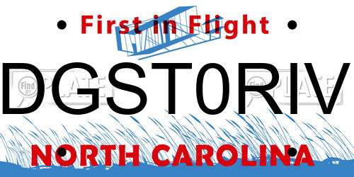 DGST0RIV North Carolina License Plate