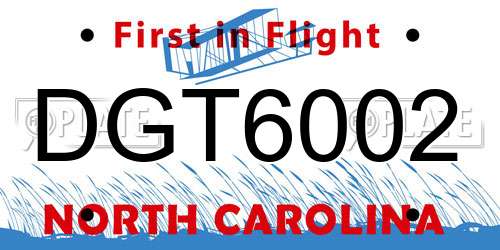 DGT6002 North Carolina License Plate