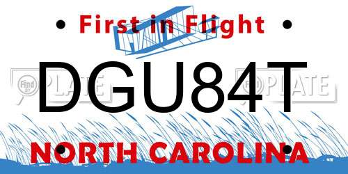 DGU84T North Carolina License Plate