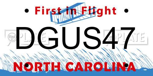 DGUS47 North Carolina License Plate