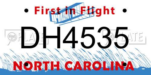 DH4535 North Carolina License Plate