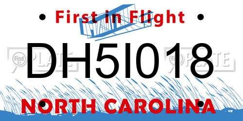 DH5I018 North Carolina License Plate