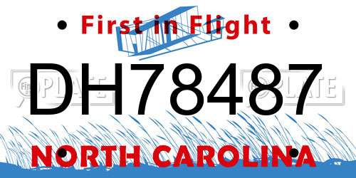 DH78487 North Carolina License Plate