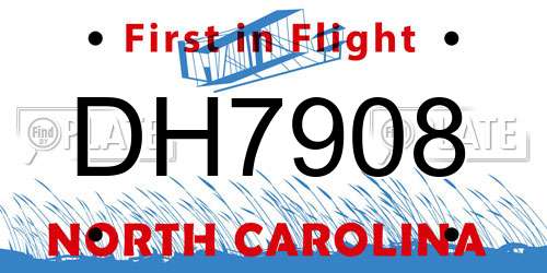 DH7908 North Carolina License Plate