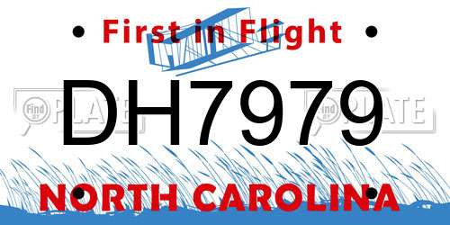 DH7979 North Carolina License Plate