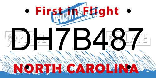 DH7B487 North Carolina License Plate