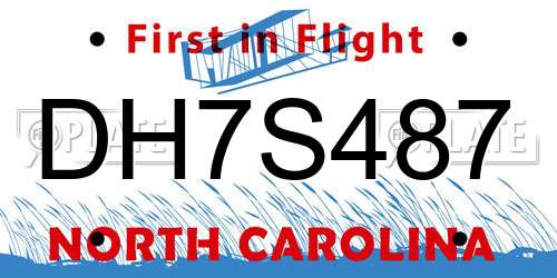 DH7S487 North Carolina License Plate