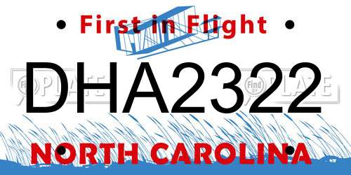 DHA2322 North Carolina License Plate