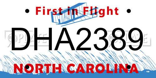 DHA2389 North Carolina License Plate