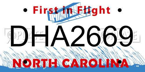 DHA2669 North Carolina License Plate